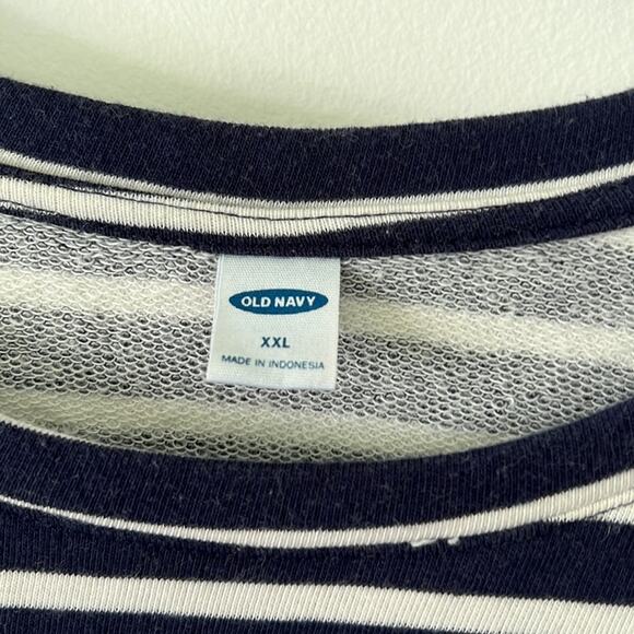 Old Navy XXL Navy & White Striped Ruffled Long Sleeve Sweater - Picture 4 of 10